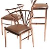 Taburetes y sillas de bar de diseño escandinavo metal placado cobre y cuero sintético