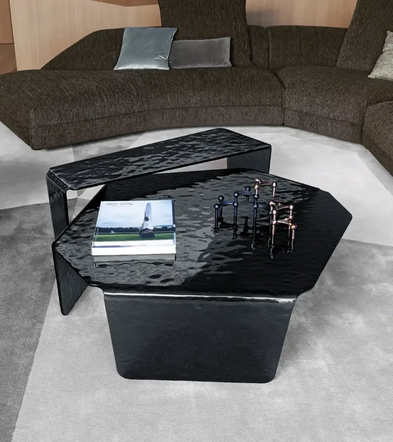 Mesa de centro Chimera en vidrio martillado de lujo diseño italiano 8