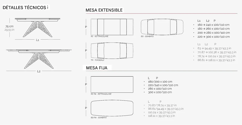 Technical specifications COLISEUM table from NAOS