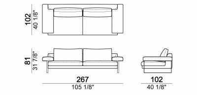 Dimensions 3 seater sofa - 2 large cushions (018604)