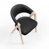 Spin luxury armchair oak and black leather 2