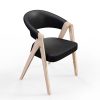 Spin luxury armchair oak and black leather 3