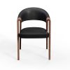 Spin luxury armchair walnut and black leather 1