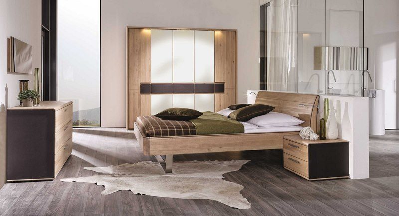 Muebles dormitorio mesilla y cama roble diseño y lujo