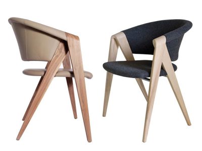 Spirit designer armchair walnut and leather