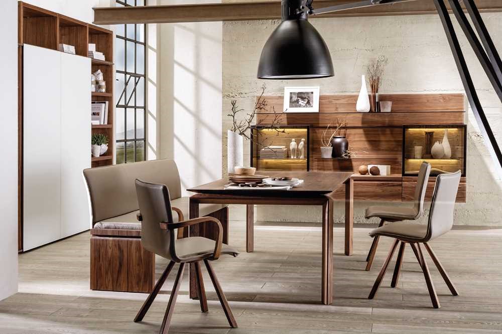 Mesa de comedor estilo loft y diseño alemán en madera de nogal Diseño de comedor de madera