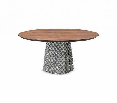 Preciosa mesa comedor redonda madera base cristal