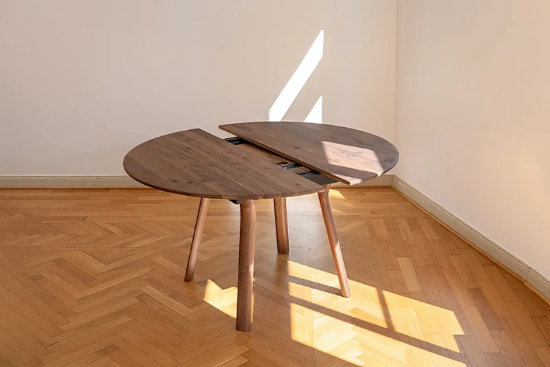 Mesa redonda de madera maciza, diseño alemán de lujo (4)