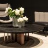 Mesa de café redonda de madera maciza de lujo Lamello